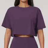 Dai Purple Women's Yoga Short Sleeve Top Crew Neck Relaxed