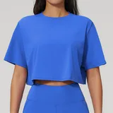 ST3091-5 · Cloisonne Blue Cloisonne Blue Women's Yoga Short Sleeve Top Crew Neck Relaxed