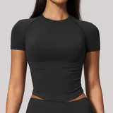 ST4535-2 · Jet Black Jet Black Seamless Breathable Women's Short Sleeve Top Short Sleeve