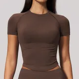 ST4535-3 · Red Brown Red Brown Seamless Breathable Women's Short Sleeve Top Short Sleeve