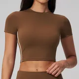 ST4539-1 · Chestnut Brown Chestnut Brown Women's Pilates Short Sleeve Top Short Sleeve Brushed
