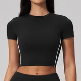 Black White Clash Women's Pilates Short Sleeve Top Short Sleeve Brushed