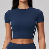 Badge Blue Women's Pilates Short Sleeve Top Short Sleeve Brushed