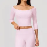 ST5529-3 · Falling Blossom Pink Falling Blossom Pink Women's Short Sleeve Top High Waist Slimming Fitted