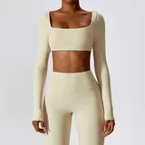 Oat Apricot Women's Running Short Sleeve Top Long Sleeve Fitted