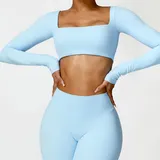 ST8518-1 · Sky Blue Sky Blue Running Women's Short Sleeve Top Long Sleeve Brushed