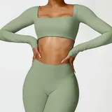 ST8518-2 · Basil Green Basil Green Running Women's Short Sleeve Top Long Sleeve Brushed