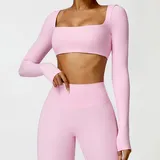 Sakra Pink Running Women's Short Sleeve Top Long Sleeve Brushed