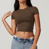 ST8743-4 · Coffee Coffee Running Pilates Women's Short Sleeve Top Short Sleeve