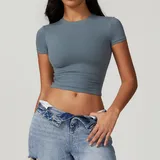 Blue Grey Running Pilates Women's Short Sleeve Top Short Sleeve