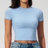 ST8743-9 · Light Blue Light Blue Running Pilates Women's Short Sleeve Top Short Sleeve