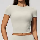 ST9616-1 · Pearl Grey Pearl Grey Women's Short Sleeve Top Short Sleeve Breathable Slimming