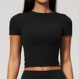 Jet Black Women's Short Sleeve Top Short Sleeve Breathable Slimming