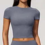 ST9616-3 · Haze Blue Haze Blue Women's Short Sleeve Top Short Sleeve Breathable Slimming