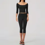 TL5529-2 · Jet Black Jet Black Brushed Slim Fit Women's Yoga Set High Waist
