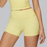 Goose Yellow Women's Brushed Running Yoga Shorts High Waist Fitted