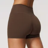 TL8519-12 · Chocolate Brown Chocolate Brown Women's Brushed Running Yoga Shorts High Waist Fitted