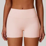 Peach Pink Women's Brushed Running Yoga Shorts High Waist Fitted