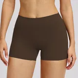 Espresso Black Women's Brushed Running Yoga Shorts High Waist Fitted