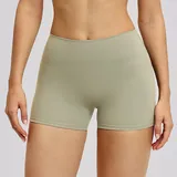 Moss Green Women's Brushed Running Yoga Shorts High Waist Fitted