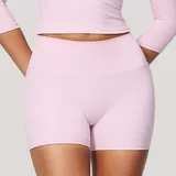 Falling Blossom Pink Women's Brushed Running Yoga Shorts High Waist Fitted