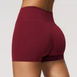 TL8519-8 · Cherry Red Cherry Red Women's Brushed Running Yoga Shorts High Waist Fitted