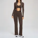 Coffee Running Outdoor Women's Yoga Activewear Set 3 Piece