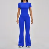 Flame Blue Women's Fitness Yoga Activewear Set Quick Dry Fitted