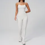 TS2551-1 · Pearl Grey Pearl Grey Breathable High Waist Yoga Leggings Tank Strappy Fitted