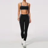 Jet Black Women's Bare Feel Yoga Set Backless Breathable Fitted