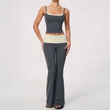 Pencil Grey Women's High Waist Yoga Leggings Fitness Workout Tank