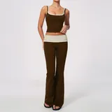 Espresso Black Women's High Waist Yoga Leggings Fitness Workout Tank