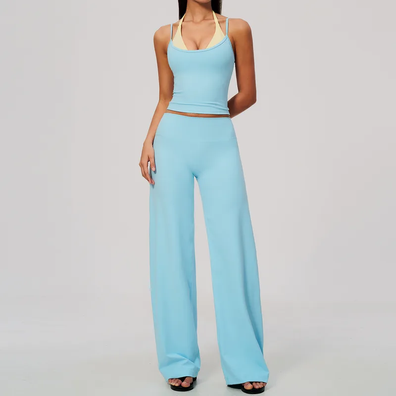 Brushed High Stretch Women's Yoga Set Halter Neck
