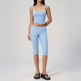 Clear Sky Blue Women's High Stretch Yoga Activewear Set Quick Dry