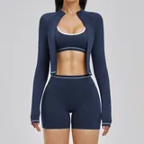 Abyss Blue Women's Workout Fitness Yoga Activewear Set 3 Piece