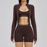 TS3562-3 · Espresso Black Espresso Black Women's Workout Fitness Yoga Activewear Set 3 Piece