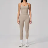 Light Khaki Women's Seamless Performance Yoga Activewear Set High Waist