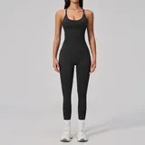 Jet Black Women's Seamless Performance Yoga Activewear Set High Waist