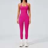 TS3595-3 · Hot Rose Pink Hot Rose Pink Women's Seamless Performance Yoga Activewear Set High Waist