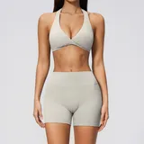 TS4208-1 · Pearl Grey Pearl Grey Tummy Control Running Women's Yoga Set Tummy Control
