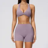 Lilac Tummy Control Running Women's Yoga Set Tummy Control