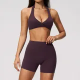 Ink Purple Tummy Control Running Women's Yoga Set Tummy Control