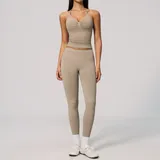 TS4535-1 · Light Khaki Light Khaki Women's Yoga Set High Waist Running High Waist