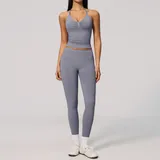 Smoky Blue Women's Yoga Set High Waist Running High Waist