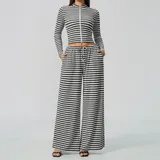 Ink White Breathable Women's Yoga Set Wide Leg Slimming Relaxed
