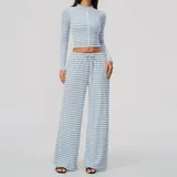 TS4556-3 · Pale Blue White Pale Blue White Breathable Women's Yoga Set Wide Leg Slimming Relaxed