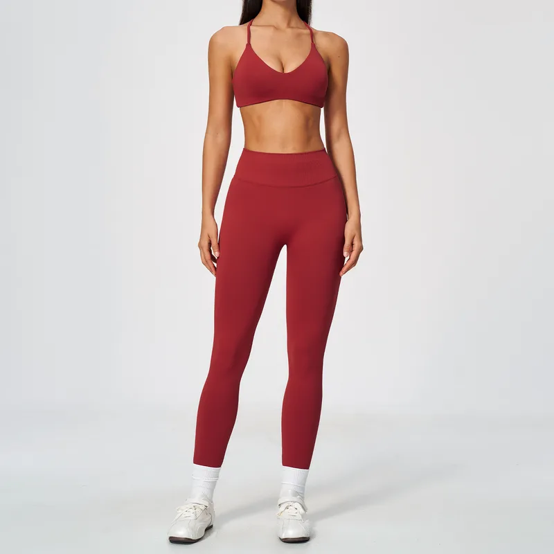 Women's Seamless Breathable Yoga Activewear Set Backless Fitted