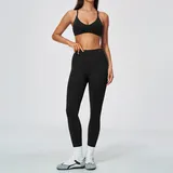 TS5112-2 · Jet Black Jet Black Women's Seamless Breathable Yoga Activewear Set Backless Fitted