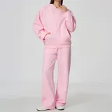 Falling Blossom Pink Women's Yoga Activewear Set Thermal Relaxed Fit Hooded