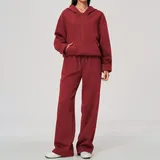 TS5555-4 · Cherry Red Cherry Red Women's Yoga Activewear Set Thermal Relaxed Fit Hooded